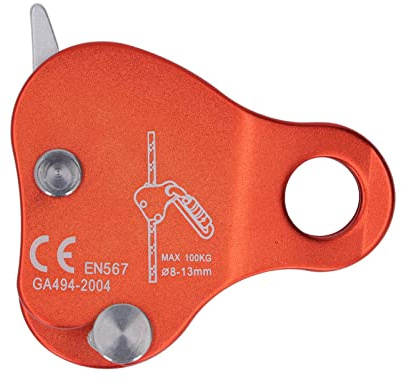 Asixxsix Aluminum Alloy Self Locking Climbing Rope Grab 8‑13mm, Stopper for Outdoor Climbing Mountaineering, CE Certified, High Load Capacity (Orange)