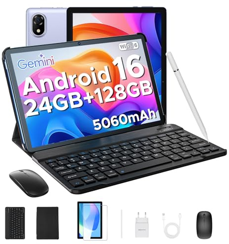 DOOGEE U10 Tablet 10 Pollici, Tablet Android 16 24GB +128GB (2TB TF) Tablet con Tastiera e Penna, Gemini AI, 5060mAh, WiFi 6, Widevine L1 Gaming Tablets/Face ID/3.5mm/Type C
