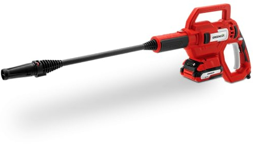 GREENCUT JET200L – Hidrolimpiadora Portátil a Batería 20V, Alta Presión de Limpieza, Caudal 2.5 L/min, Incluye Batería de Litio 2.0Ah y Cargador (Reacondicionado)