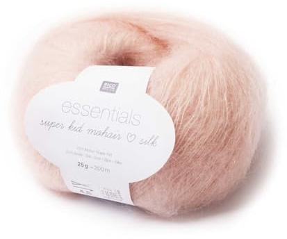 Rico Essentials Super Kid Mohair loves Silk, Fb. 003 – Puder, Lacegarn aus Super Kid Mohair & Seide zum Stricken und Häkeln, Lacewolle Nadelstärke 4,5 mm