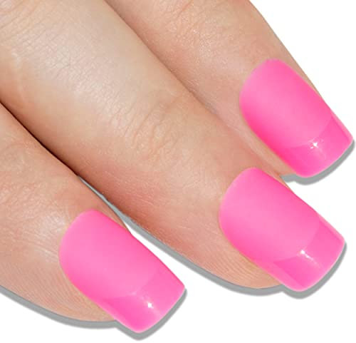 Falsche Nägel Bling Art Rosa Matte 24 Squoval Kunstnägel Mittel Tipps mit Kleber