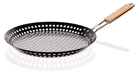 Happy Green A04428 BBQ Grillende Wanne, Wok, schwarz, 30.5 x 30.5 x 5.5 cm