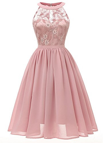 Viloree Femme Dos Nu Fleur Robe Demoiselle d'honneur Femme en Tulle et Dentelle Rose XXL
