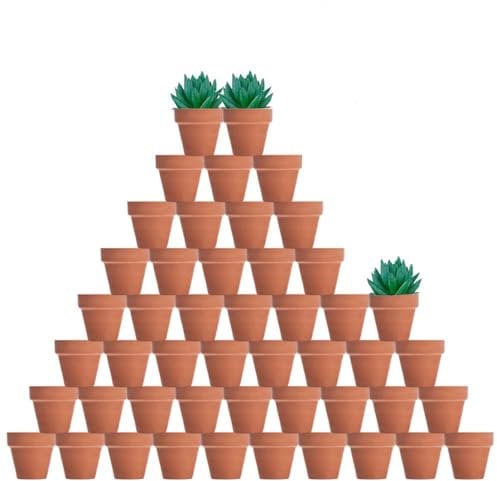48 Pcs Petits Pots en Terre Cuite - 2 Pouces Petits Mini Pots en Argile avec Trous De Drainage Fleur Pépinière Pots en Terre Cuite pour Plantes Succulentes Intérieur/Extérieur, Artisanat