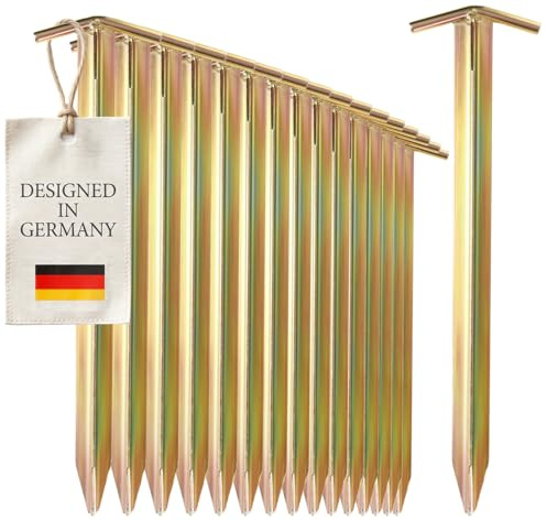 com-four® 20x Zelt-Heringe aus Stahl - Lange und robuste Erdnägel mit T-Profil für Camping und Outdoor - ideal für normalen und harten Boden