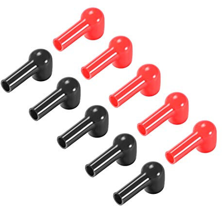 sourcing map Battery Terminal Insulating Rubber Protector Covers for 16mm Terminal 8mm Cable Red Black 5 Pairs