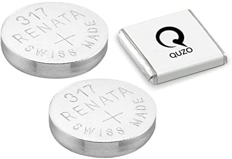 Bundle of 2 x Renata 317 Watch Battery 1.55v SR516SW + Quzo Belgian Chocolate - Official Renata Watch Batteries