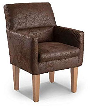 CAVADORE Diningsessel Kira / Polstersessel für Küche, Esszimmer oder Wohnküche in Lederoptik / Passend zur Küchengarnitur Kira / 66 x 96 x 71 / Hochwertiges Mikrofaser: Braun