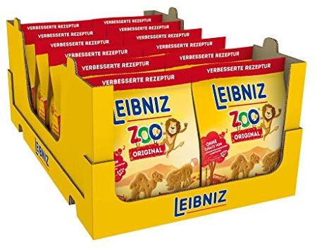 LEIBNIZ ZOO Original - 12er Pack – Mini-Butterkekse in lustigen Tier-Motiven für Kinder - ohne Palmöl – im Vorteilspack (12 x 125 g)