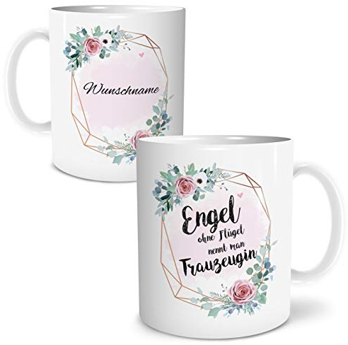 OWLBOOK® Personalisierte Geschenke für Trauzeugin Tasse Personalisiert Name Engel Trauzeugin Tasse mit Spruch Geschenke Geschenkideen für Trauzeugin zum Geburtstag Keramik 300 ml