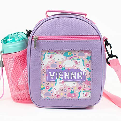 KRAFTYGIFTS Personalised Girls Lunch Bag School Insulated Lunchbox Unicorns Childrens Pretty PL09