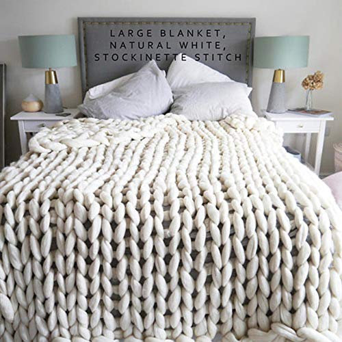 YUANP Wolle Zum Armstricken,grobe Strickdecke Arm Knitting Wolle Decke Grob Strick Grob Armstricken Wolle Dick Chunky Kuscheldecke Plaid Wohndecke,White-50 * 50cm