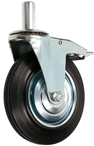 KOTARBAU® Lenkbares Baugerüstrad 200 mm mit Zapfen 27mm und Bremse Verzinkt