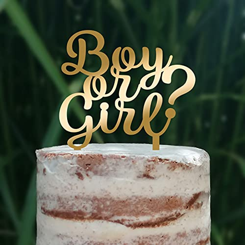 Cake Topper Boy or Girl? Junge oder Mädchen Baby Party Shower (Gold)
