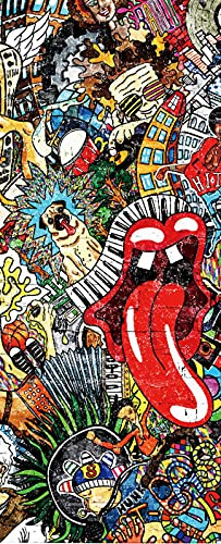 A.Monamour Türtapete Selbstklebend Türfolie Türposter 3D Musik Collage Auf Einer Mauer Graffiti Abstrakte Kunst Vinyl Folie Türdeko Tapete Wandbild Türaufkleber Türtattoo 77 x 200 cm
