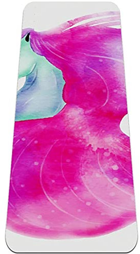 Einhorn-Yoga-Matte in Wasserfarben, dicke Trainingsmatte, rutschfeste Griffigkeit, Pilates-Matten für Frauen, 182,9 x 61 cm