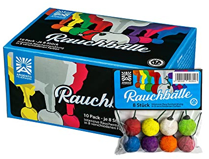 vama Funke Rauchbälle Smoke Balls Mixed im 8er Beutel, tolle Farben für die Größe, Outdoor draußen (10 Beutel/1 Schachtel)