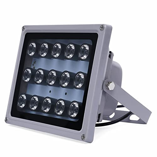 RibasuBB Projecteur Infrarouge LED, Illuminateur IR 15 LED DC12V Caméra CCTV Vision Nocturne Illuminateur Infrarouge Lumière Éclairage de Sécurité Extérieur