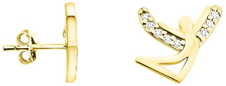 SOFIA MILANI - Damen Ohrringe 925 Silber - vergoldet/golden & mit Zirkonia Steinen - Engel Ohrstecker - E1350