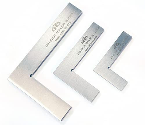 Kinex 3-tlg Anschlagwinkel Set, L-förmiges Lineal aus Legiertem Stahl, 7,5 x 5 cm, 10 x 7 cm, 15 x 10 cm
