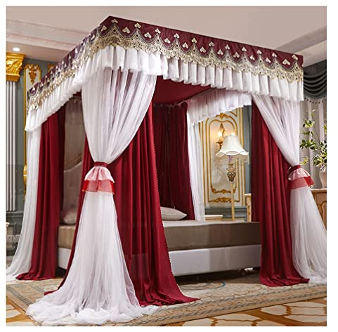 Betthimmel Moskitonetz Im Europäischen Stil Mit Baldachin Für Einzel-Doppelbett, 150/180/200 cm Quadratische Bettvorhänge Für Erwachsene, Mädchen, Jungen, Schlafzimmerdekoration, Metallständer