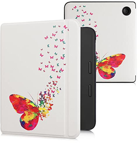 kwmobile Custodia eReader Compatibile con Kobo Libra 2 Cover - eBook Reader Flip Case - multicolore/fucsia/bianco - Stormo