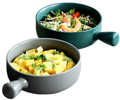 Tazones Para Desayuno Tazones para Sopa con Asa, 2pcs 660ml Cuencos Porcelana para Sopa Tazones de Consomé de Cerámica Apto para Microondas y Lavavajillas