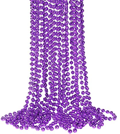 Lot de 15 colliers de perles violettes Mardi Gras violettes pour Halloween, colliers de perles rondes de 83 cm, 7 mm, collier fantaisie pour Mardi Gras, Noël, Halloween, fête
