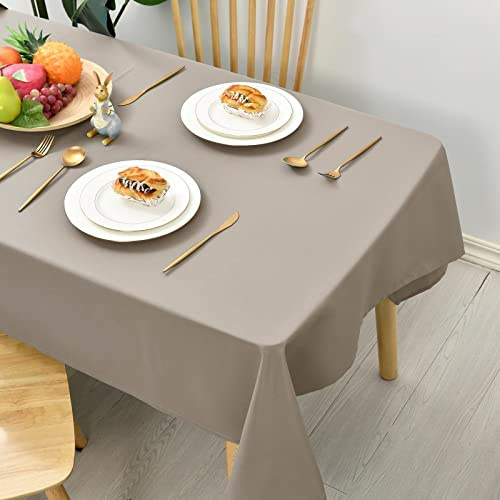 Hiasan Glatt Tischdecke Fleckenabweisend Tischtuch mit Lotuseffekt Leicht Wasserabweisend Tischwäsche, Taupe, 130x230cm
