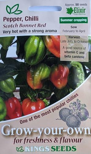 Elixir Gardens Vegetable Seeds Packets UK |Over 40 Various Types Mix and Match | High Yield Excellent Germination from Kings Seeds | Pepper Chilli Scotch Bonnet Red