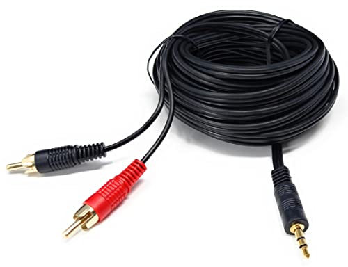 DRUT 10m 3.5mm to Twin RCA Stereo Aux Phono Audio Cable Mini Jack Lead Cord Y Splitter Headphone Cord RCA Y Splitter Adapter 33ft Black Gold Connectors
