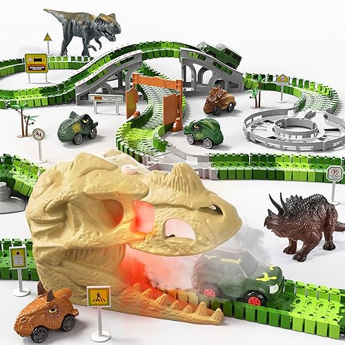 249 PCS Dinosaurier-Rennstrecke Mit Licht, Sound & Spray - Geburtstag Geschenke für 2-5 Jahre Alte Jungen