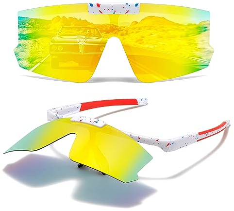 Cleoxyge Verspiegelt Polarisierte Fahrradbrille Herren Damen Schnelle Brille Sonnenbrille,UV400 Schutz Sportbrille Für Angeln MTB Rennrad Fahren (Polarisierte Gold)