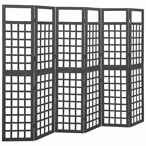 Homgoday Raumteiler mit 6 Paneelen aus massivem Fichtenholz, schwarz, 242,5 x 180 cm, Gartenmöbel für den Außenbereich, für Balkon, Terrasse & Garten
