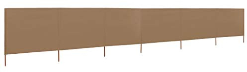 Homgoday Lot de 6 tissus brise-vent pliables plage brise-vent pour camping, balcon, terrasse, jardin, clôture, plage, 800 x 80 cm, taupe
