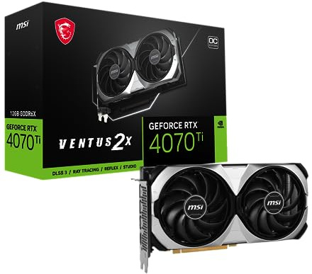 msi Gaming GeForce RTX 4070 Ti 12GB GDRR6X 192-Bit HDMI/DP Nvlink TORX Fan 4.0 Ada Lovelace Architecture Graphics Card (RTX 4070 Ti Ventus 2X 12G OC), Black
