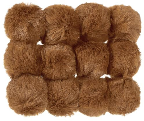PATIKIL 12Stk Kunstpelz Bommeln für Hüte Flauschig Weiche Pelz Poms Bälle für Schlüsselbund Stricken Hüte Heimwerken Schals Handschuhe Tasche Weihnachten Braun