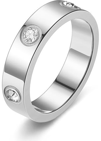 Tidefire Edelstahl Liebe Freundschaft Ring aus Titan Stahl mit Cubic Zirkonia für Herren und Damen
