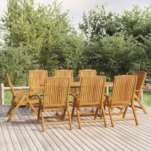Festnight Gartenmöbel Set Gartentisch mit Stühlen Set 8 Personen Sitzgruppe Garten Essgruppe Holz Gartentisch Set mit 8 Stühlen Klappbar Gartengarnitur Sitzgarnitur Esstisch Massivholz Teak