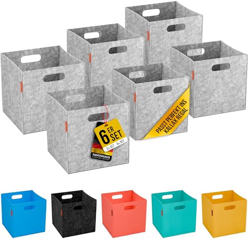 Havenhaus 6er Set Filzkorb hellgrau