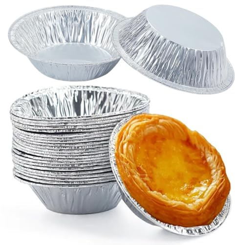 Wanfoou Aluminum Foil Baking Pie Pans, 120 Pcs 5 Inch Aluminum foil Pie Pan, Round Cake Cup Mini Tin Pan Small Pie Tin for Baking