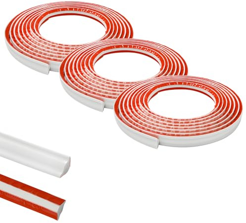 5 Meter Rolle x 3 Rollen PVC Zierleiste Sockelleiste Zierleiste Wanddeko Kunststoff Selbstklebeband Abdichtband Laminatleiste Leiste (19mm x 10mm)