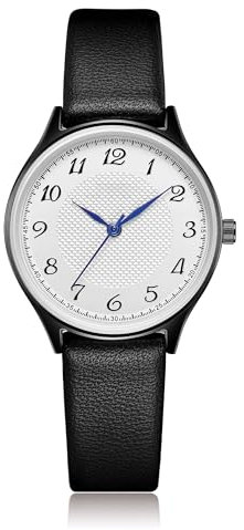 CIVO Armbanduhr Damen Schwarz Analog Runden Lederarmband Wasserdicht Quarz Uhr Unisex Designer Minimalistisch Geschenke für Frauen