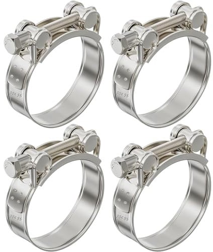 Edelstahl Auspuffschelle 74-79mm Schlauchschellen 4stk Edelstahl Gelenkbolzen Auspuffrohr Klemme Stark und Robust Gelenkbolzenschelle Edelstahl Passend für Motorrad-Ablassventil (4, 74-79mm)