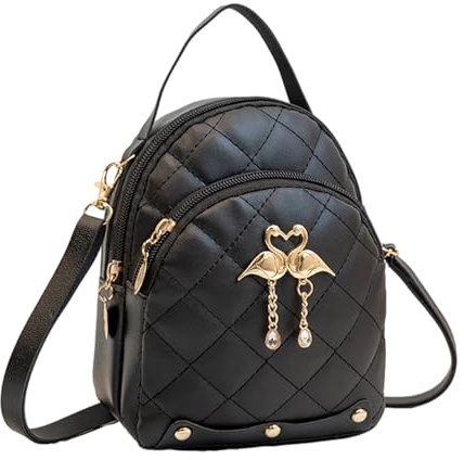 YOUNAFEN Eleganter bestickter PU-Rucksack für Damen und Mädchen, kleine Umhängetasche, Reise-Tagesrucksack