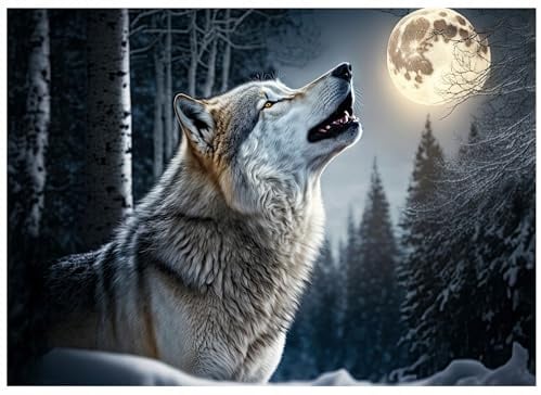 WallArena - Vlies Fototapete Wolf 200x140 cm - Fototapeten - Tapeten - für Wohnzimmer Schlafzimmer - Vliestapete Wandtapete Tapete 3D Effekt- inkl. Kleister - Tiere Natur Tier Wald