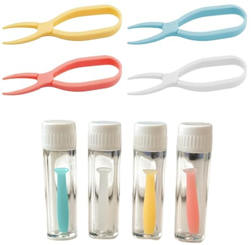 EIHI 4x ventouses pour lentilles de contact, Avec 4 pinces en silicone extracteur pour lentilles annuelles, RGP et Ortho-K