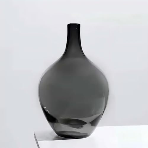 Grand vase en verre gris et noir pour fleurs, 17,8 à 50,8 cm, grand pot en verre décoratif en forme de ballon pour plantes, branches, centres de table, table basse, décoration moderne de salon (gris,