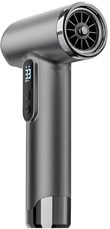 Akku Haartrockner, 100.000 U/min, 15.000 MAh, Wiederaufladbarer USB Akku Föhn, 200 W, Schnell Trocknender Fön mit Düse für Zuhause, Reisen (SILVER)