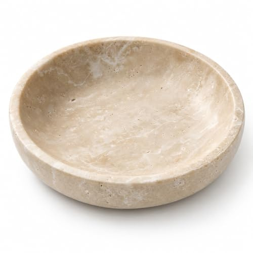 Travertine Catchall Bowl, 7.87-Inch Decorative Bowl for Key Jewelry